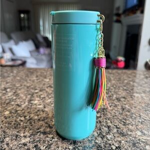 Starbucks Turquoise Tumbler with Colorful Tassel
